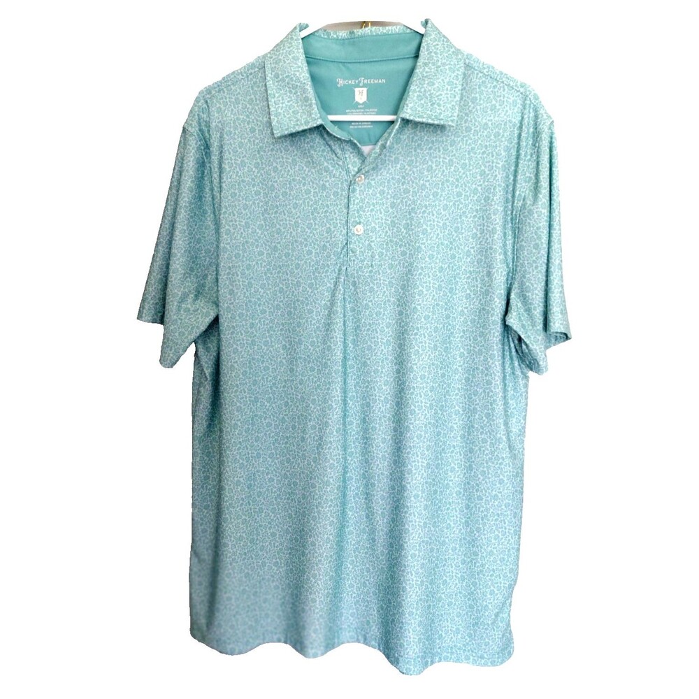 Hickey Freeman Mens Golf Polo Sz M Green Floral